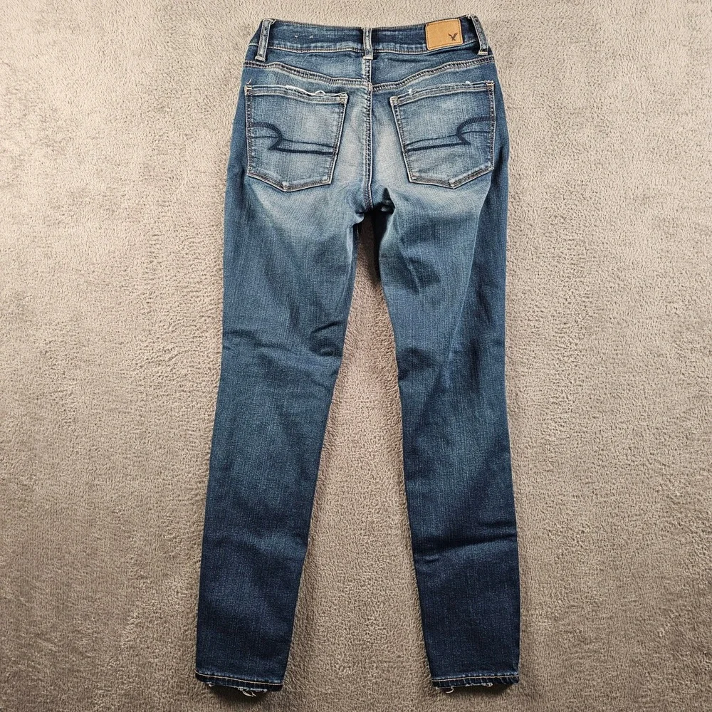 American Eagle Super Super Stretch Skinny Jeans Medium Wash Womens 2S Short